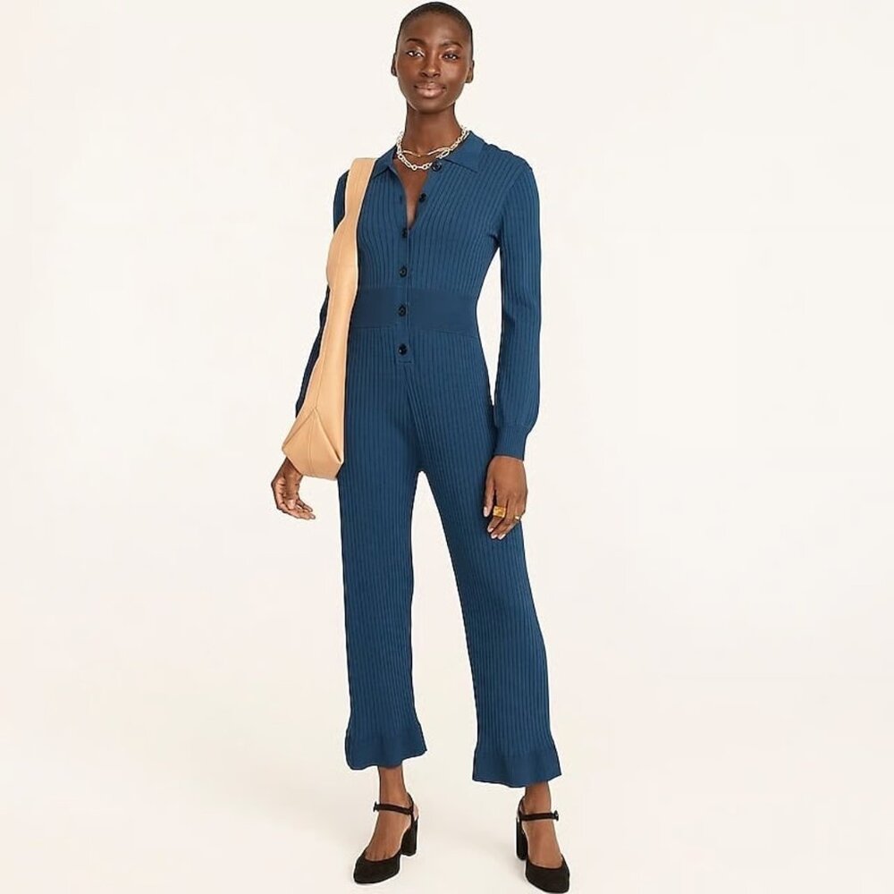 J. Crew Navy Ribbed Jumpsuit